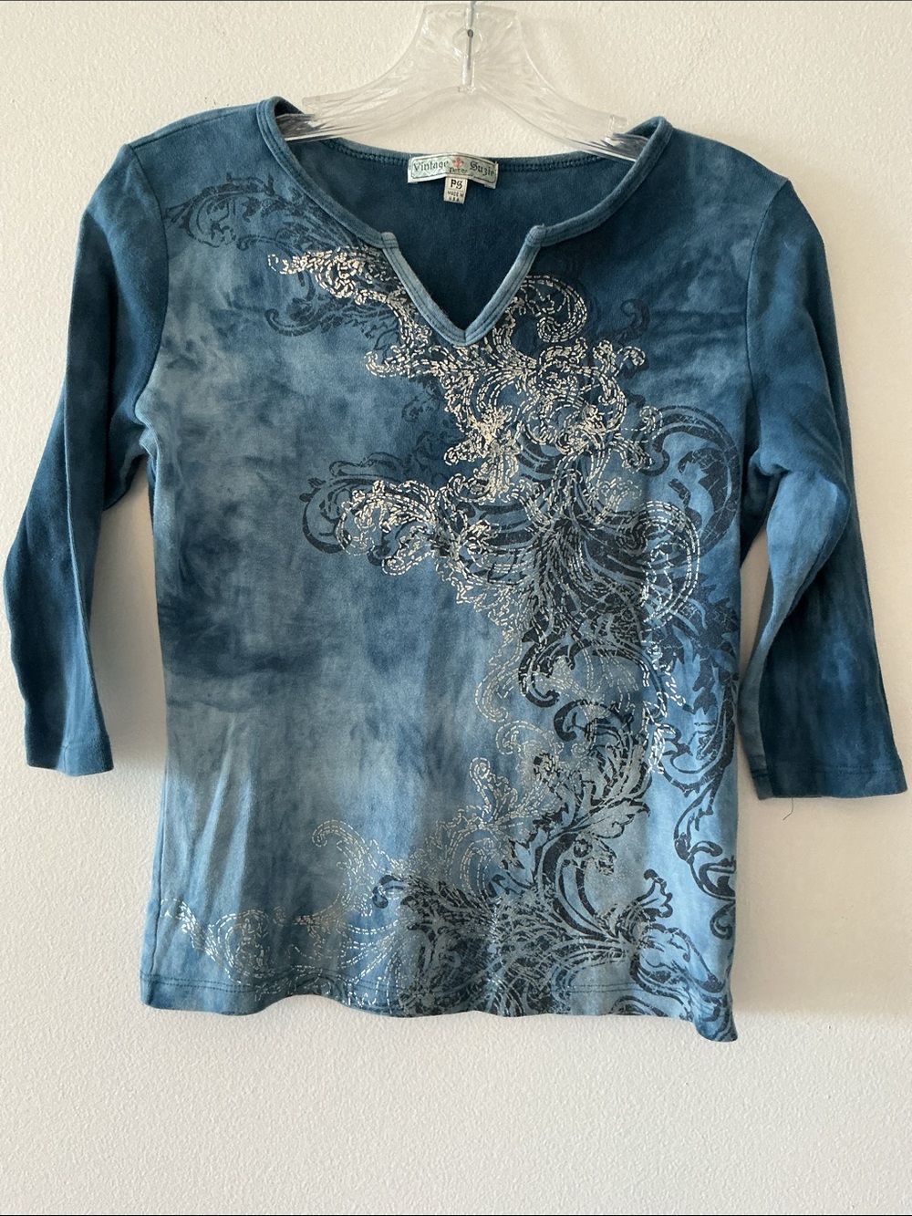 Vintage Suzie Blue & Silver Top Sz SP